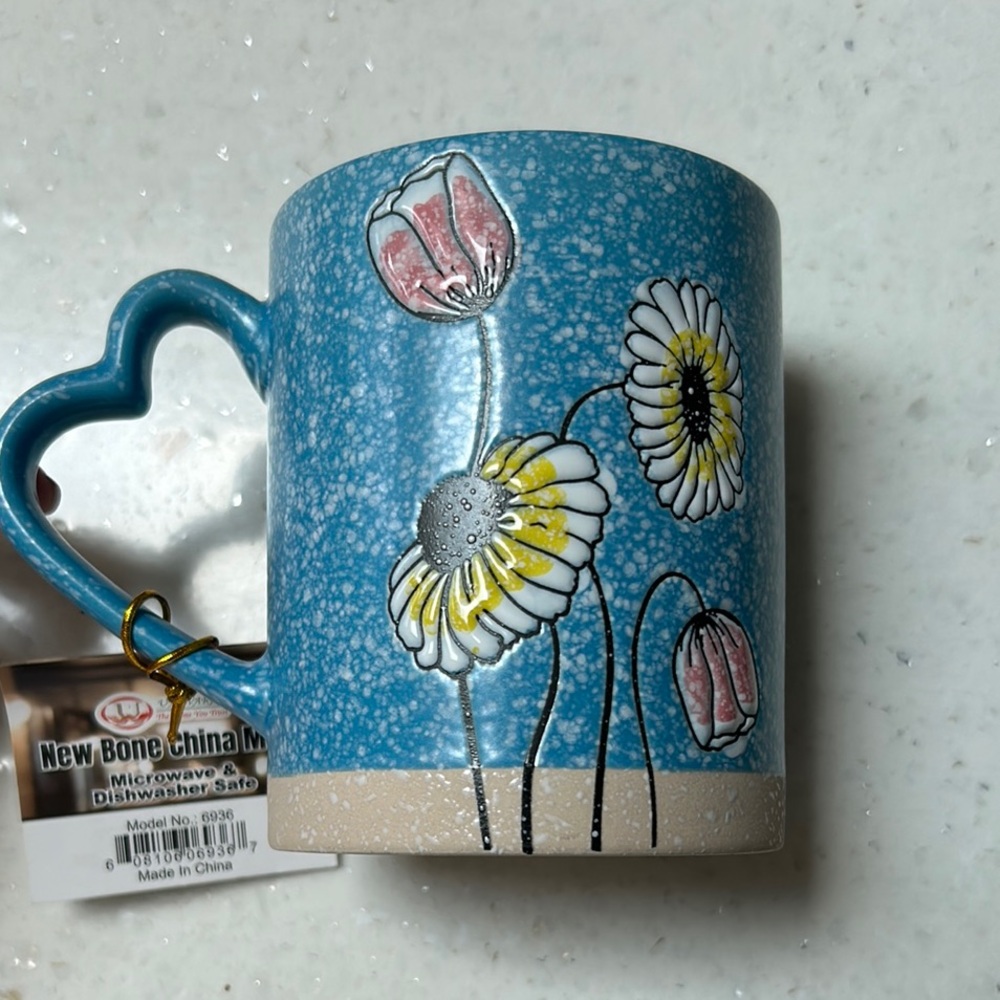 Blue Floral Ceramic Mug